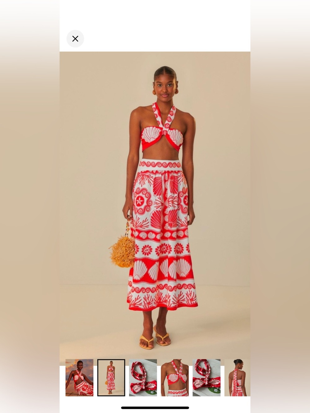 Farm Rio Red Ainika Shell Crop Top - Picture 3 of 7